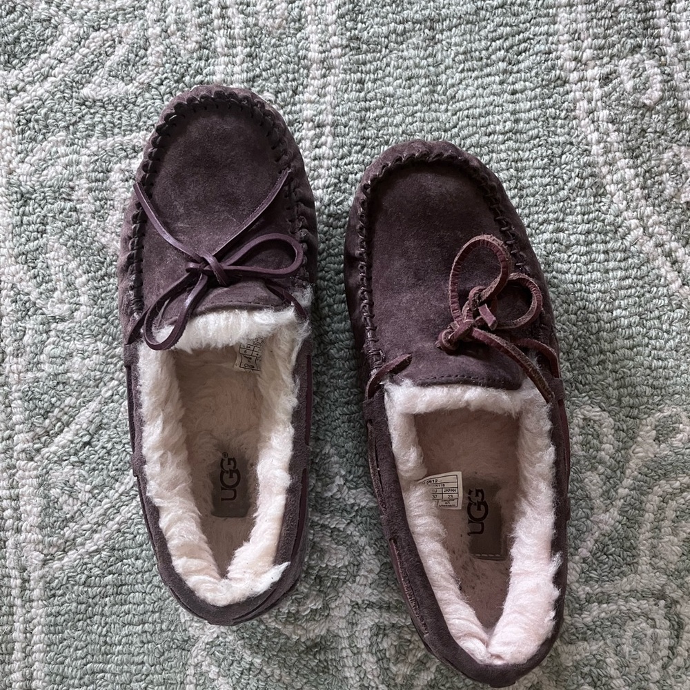 UGG Chocolate Suede Moccasin Slippers